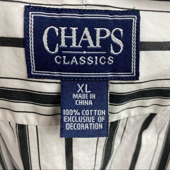 3For$20 Chaps Striped Button Down Blouse Black& White size: XL - Picture 5 of 9
